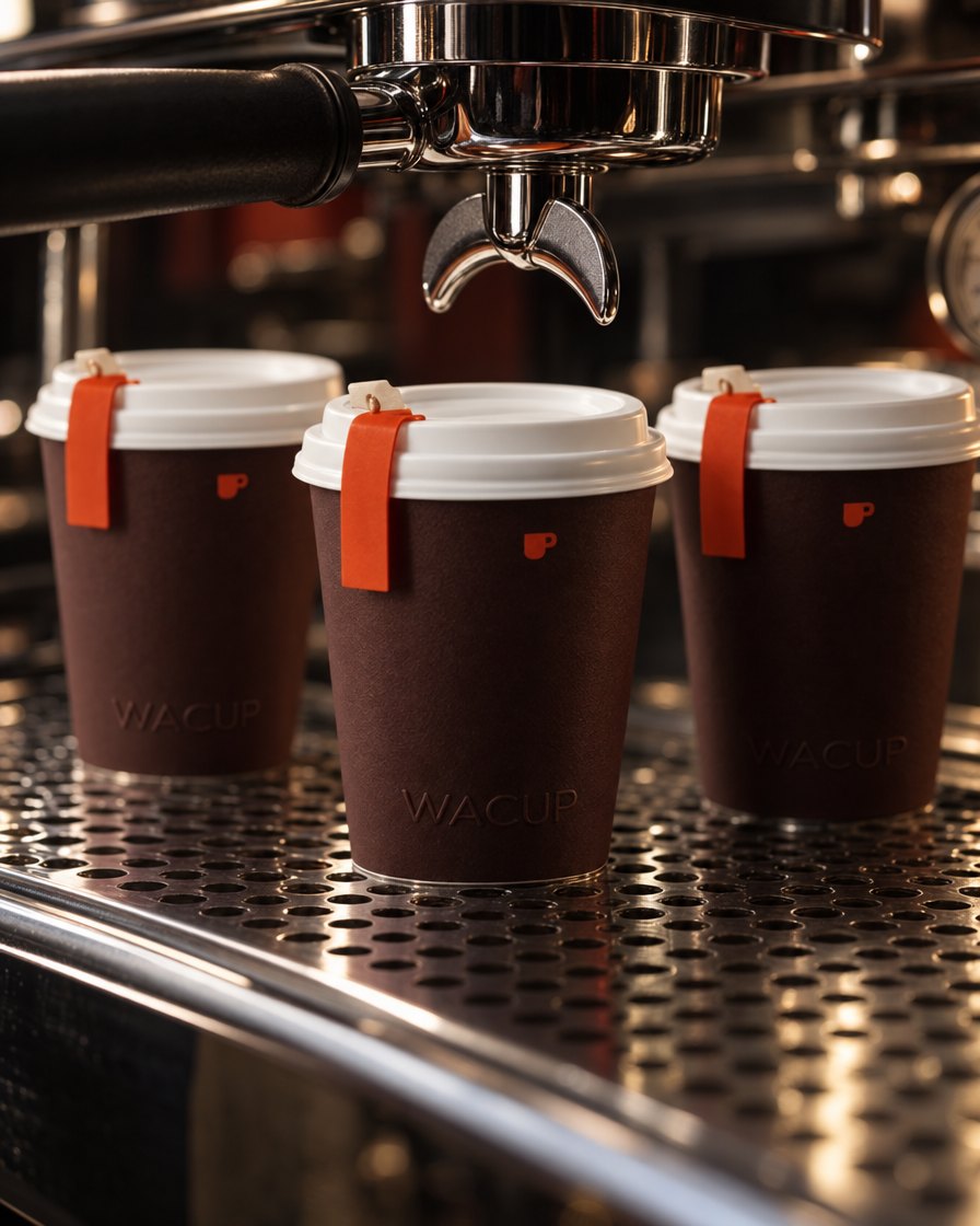 WACUP cups at the machine